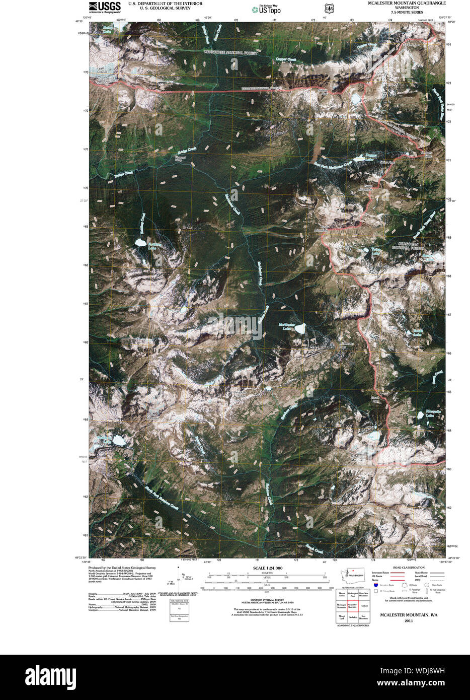USGS Topo Map Washington State WA McAlester Mountain 20110427 TM Restoration Stock Photo
