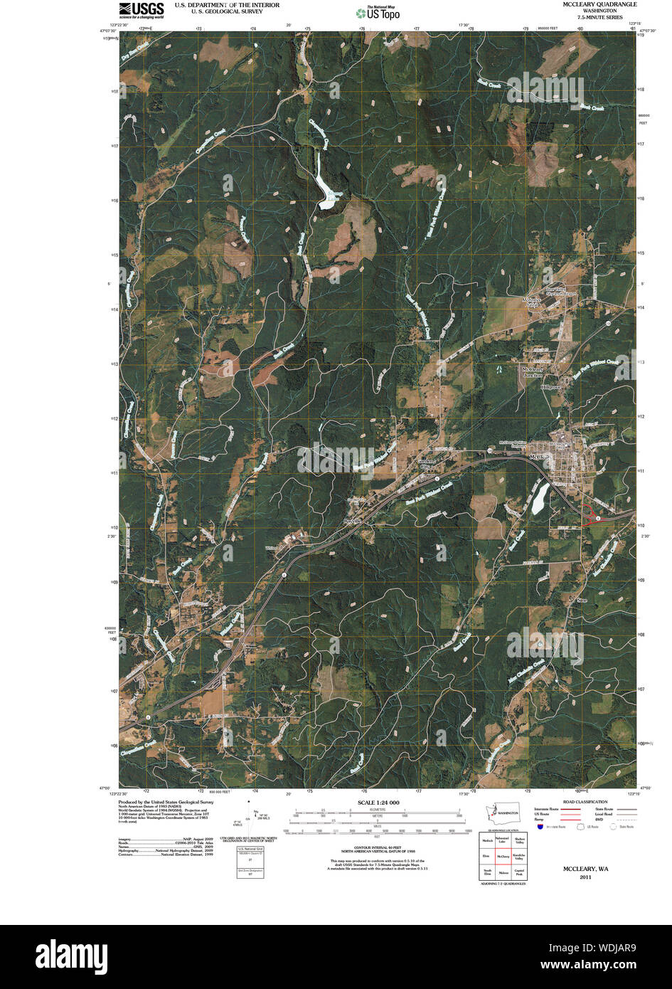 USGS Topo Map Washington State WA McCleary 20110418 TM Restoration Stock Photo