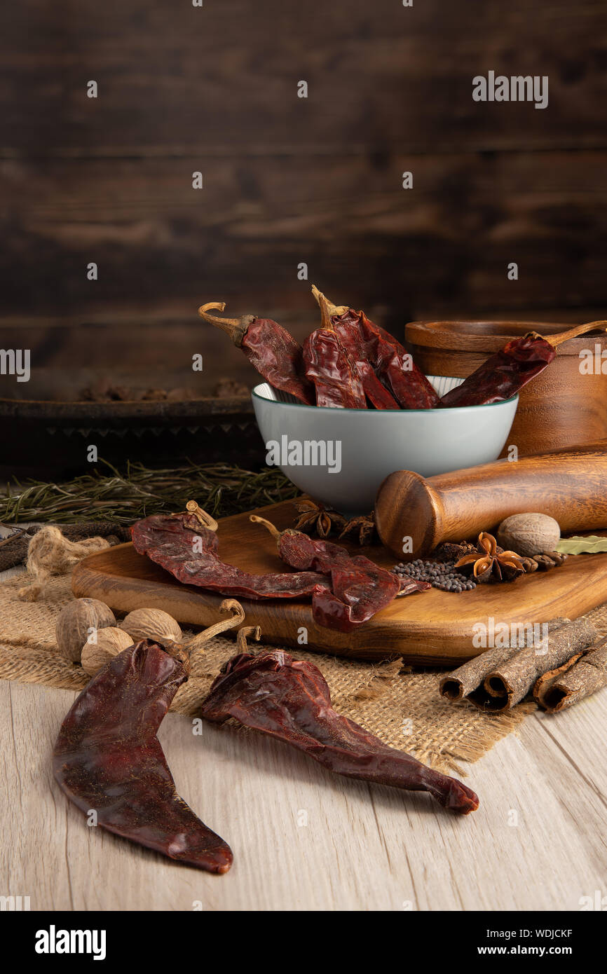 Guajillo dried chilli pods hi-res stock photography and images - Alamy