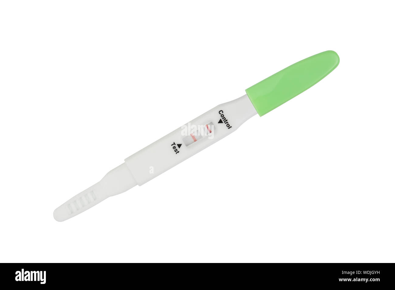 Close-up Of Pregnancy Test On White Background Stock Photo