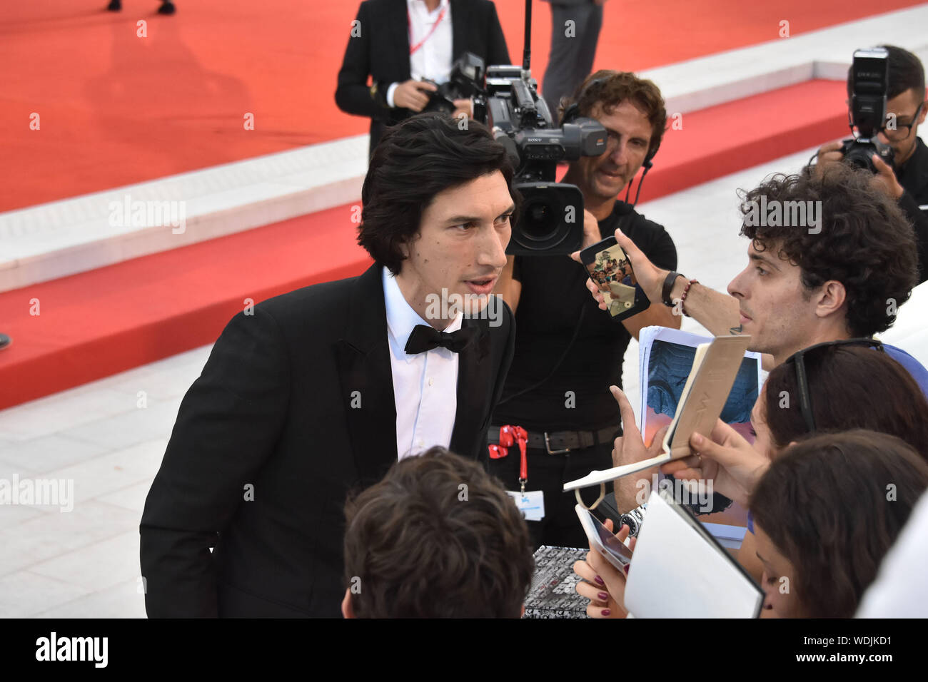 VENICE, Italy. 29th Aug, 2019. Adam Driver walks the red carpet ahead of the 'Marriage Story' screening during the 76th Venice Film Festival at Sala Grande on August 29, 2019 in Venice, Italy. Credit: Andrea Merola/Awakening/Alamy Live News Stock Photo