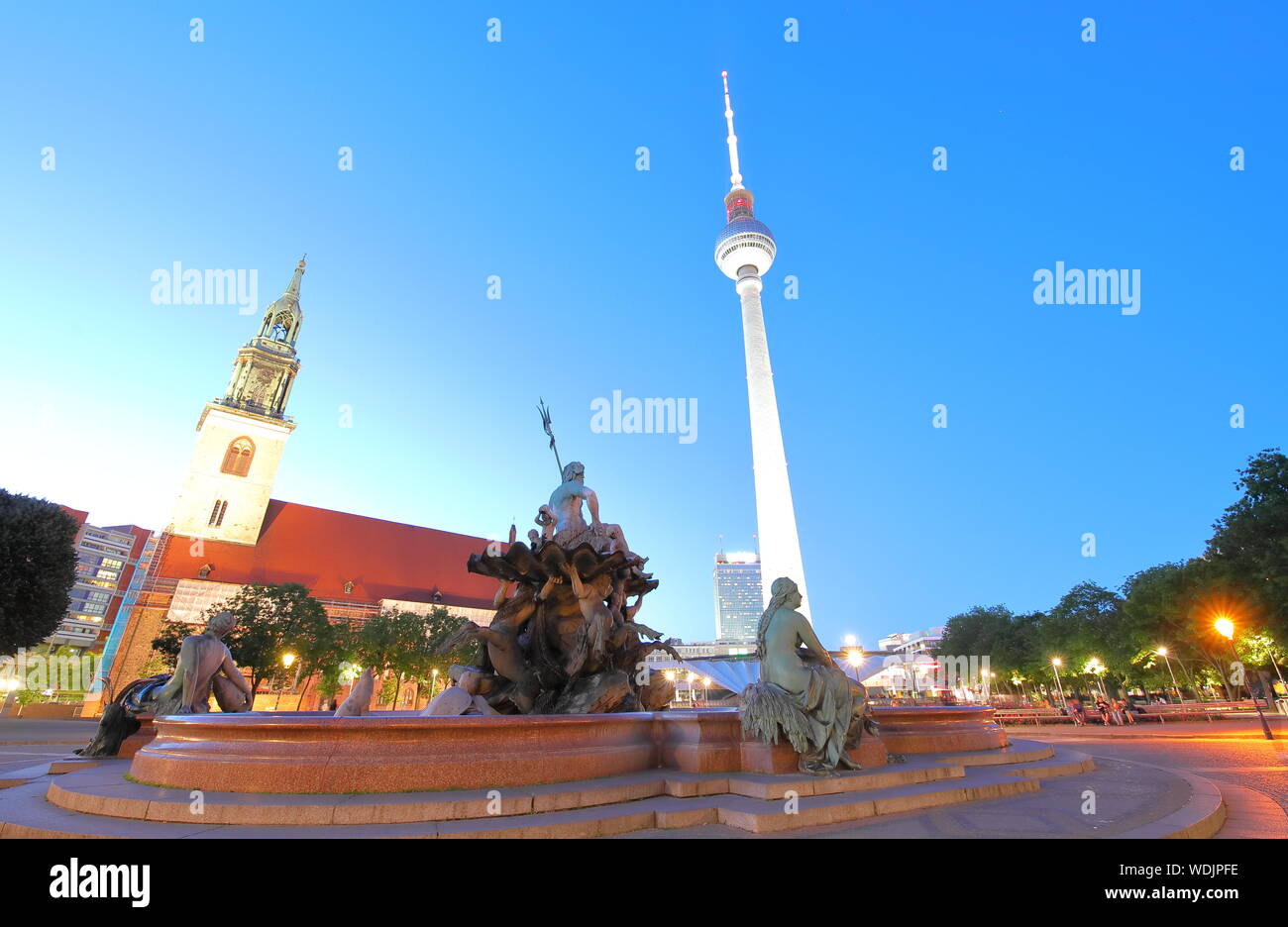 Berlin downtown Mitte night cityscape Germany Stock Photo - Alamy