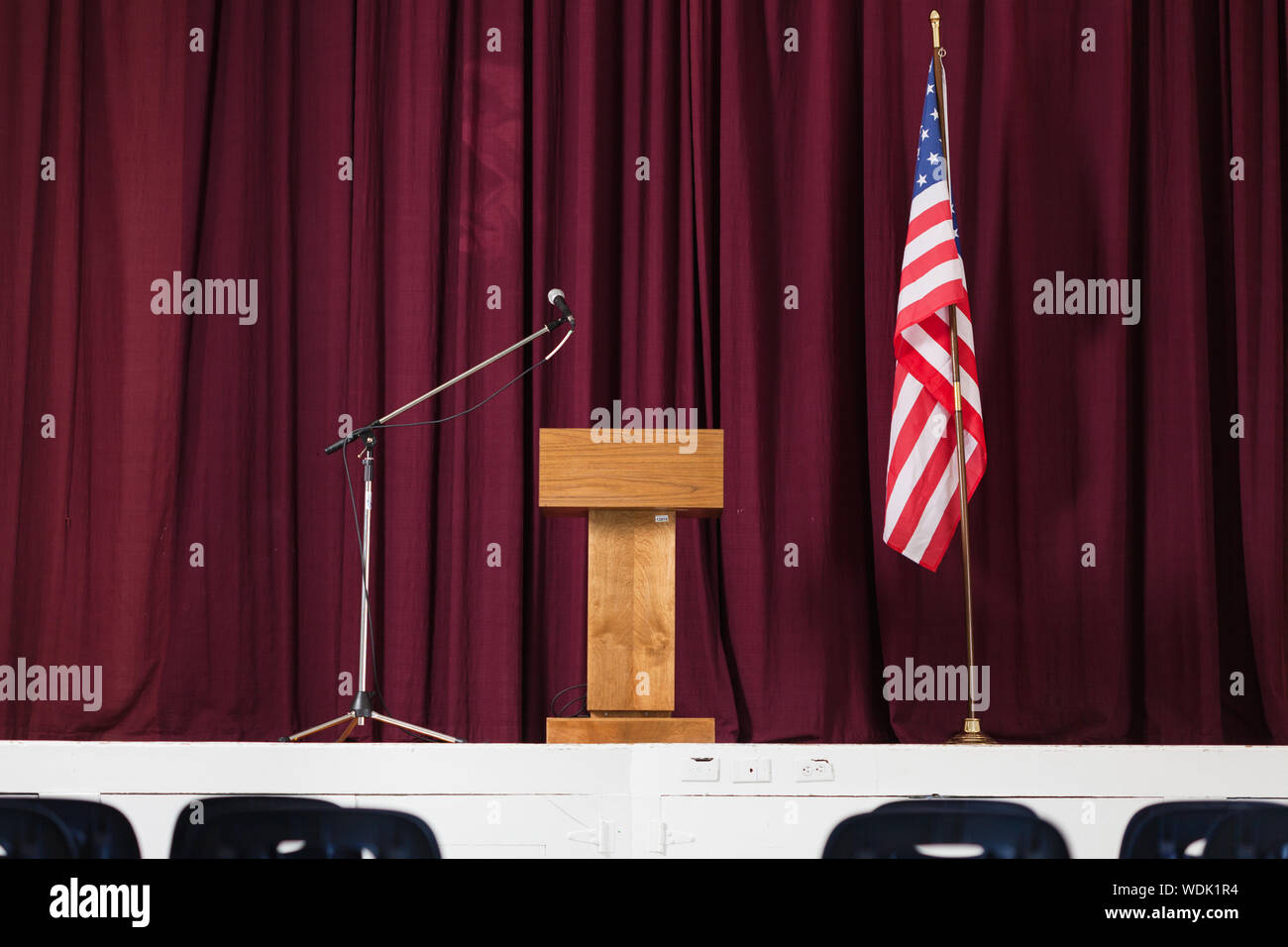 Empty Stage With Flag Stock Photo Alamy