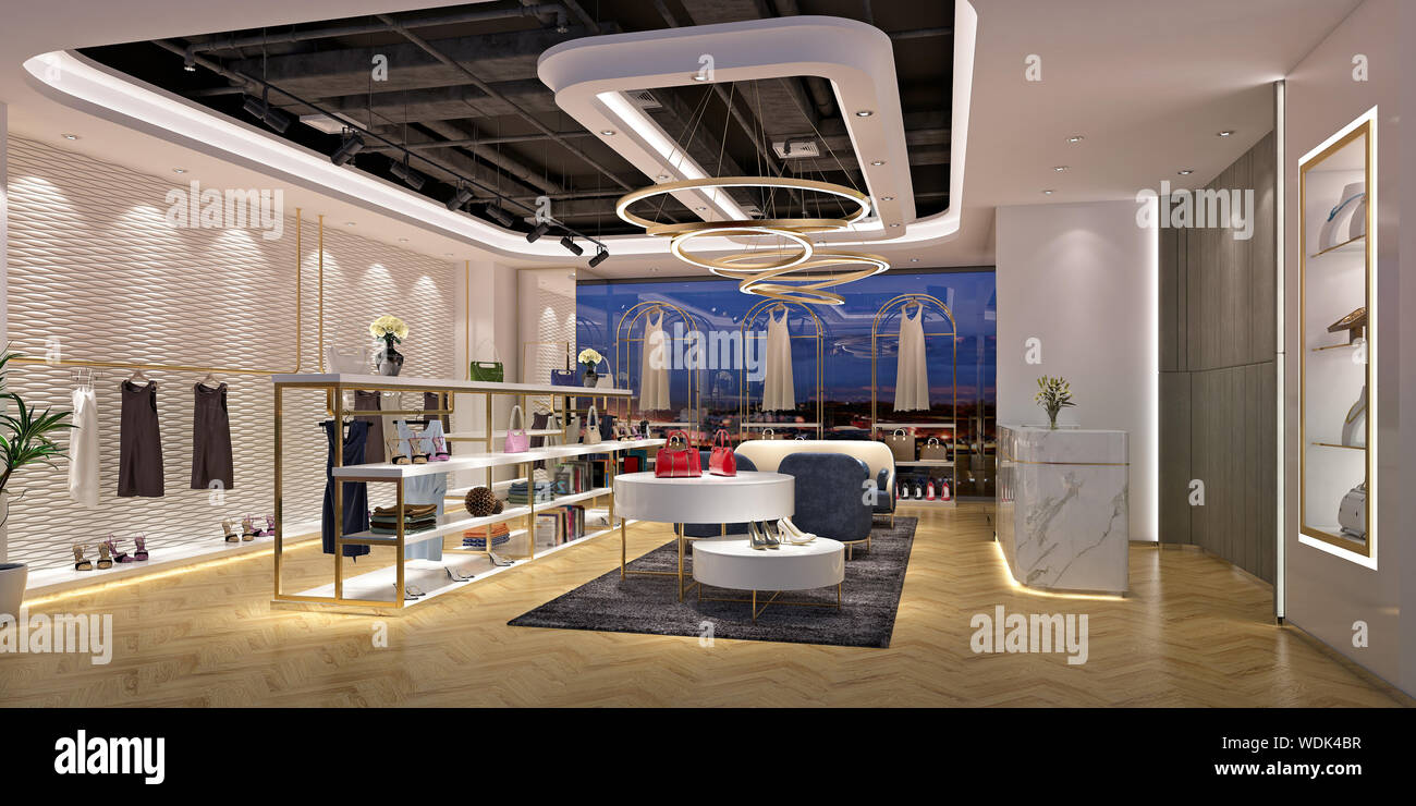 3d render of fashion shop Stock Photo - Alamy