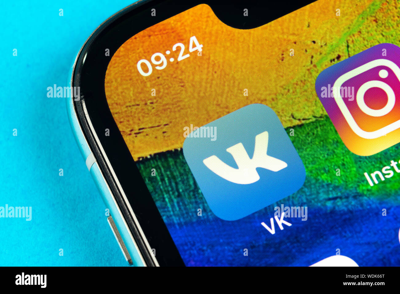 Helsinki, Finland, May 4, 2019: Vkontakte application icon on Apple ...
