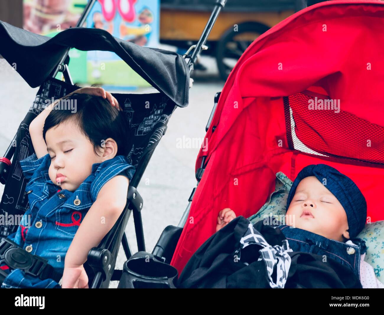Babies Sleeping In Stroller Stock Photo Alamy