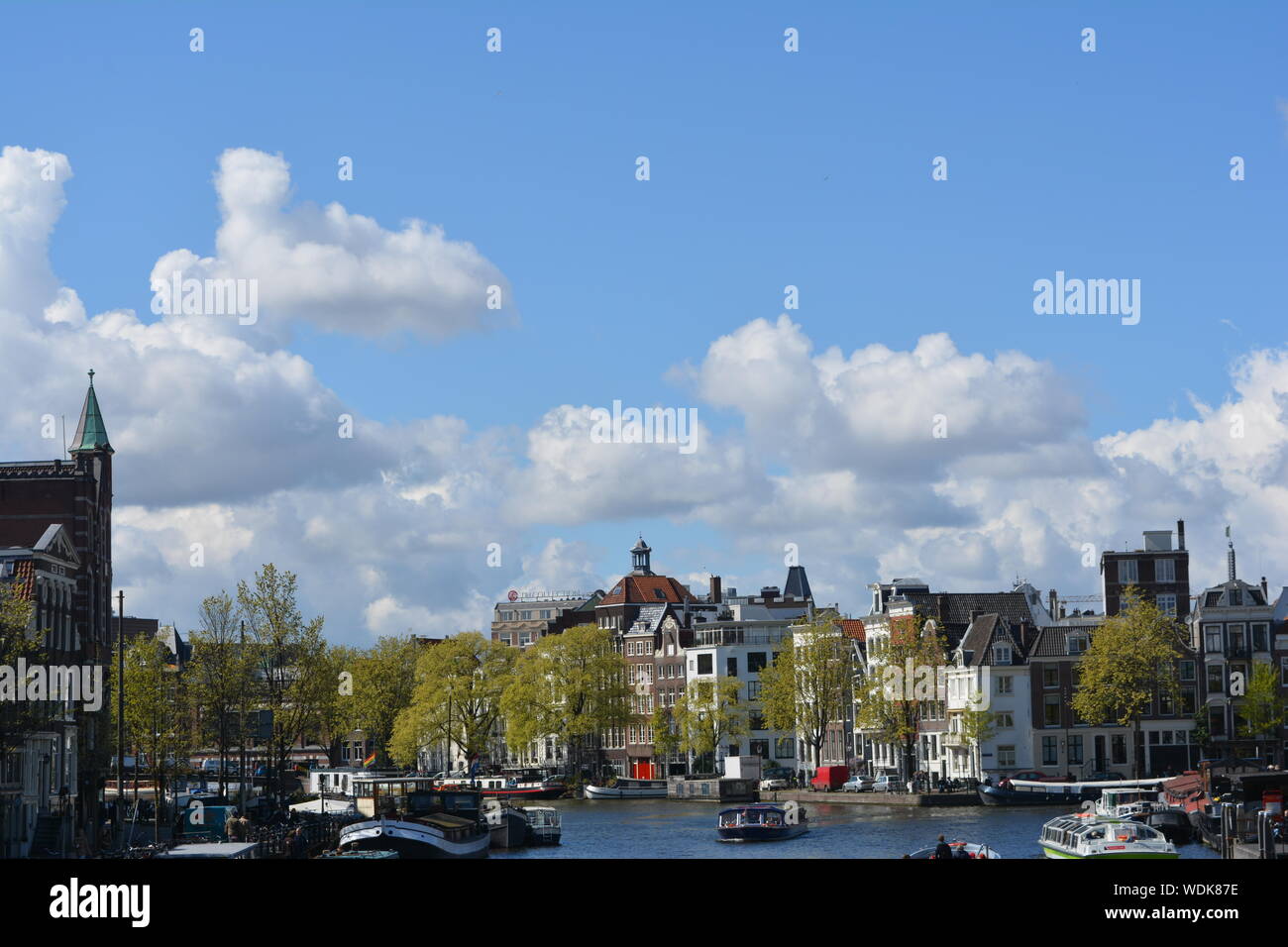 Cruise trip on canal in the Amsterdam city, Netherlands Stock Photo