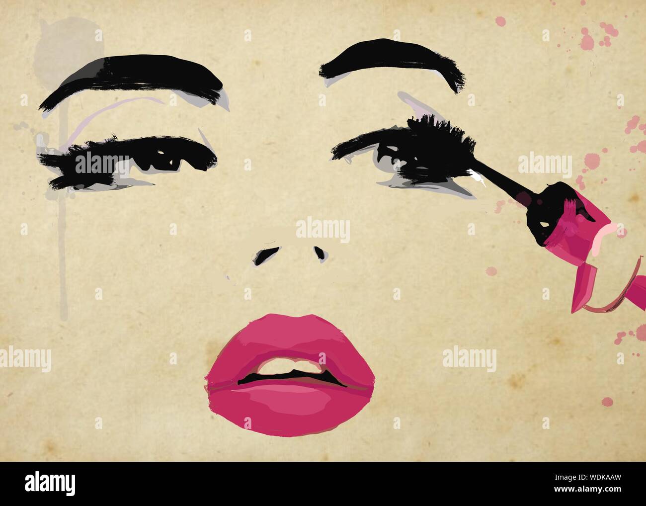 Putting on mascara painting Stock Photo Alamy