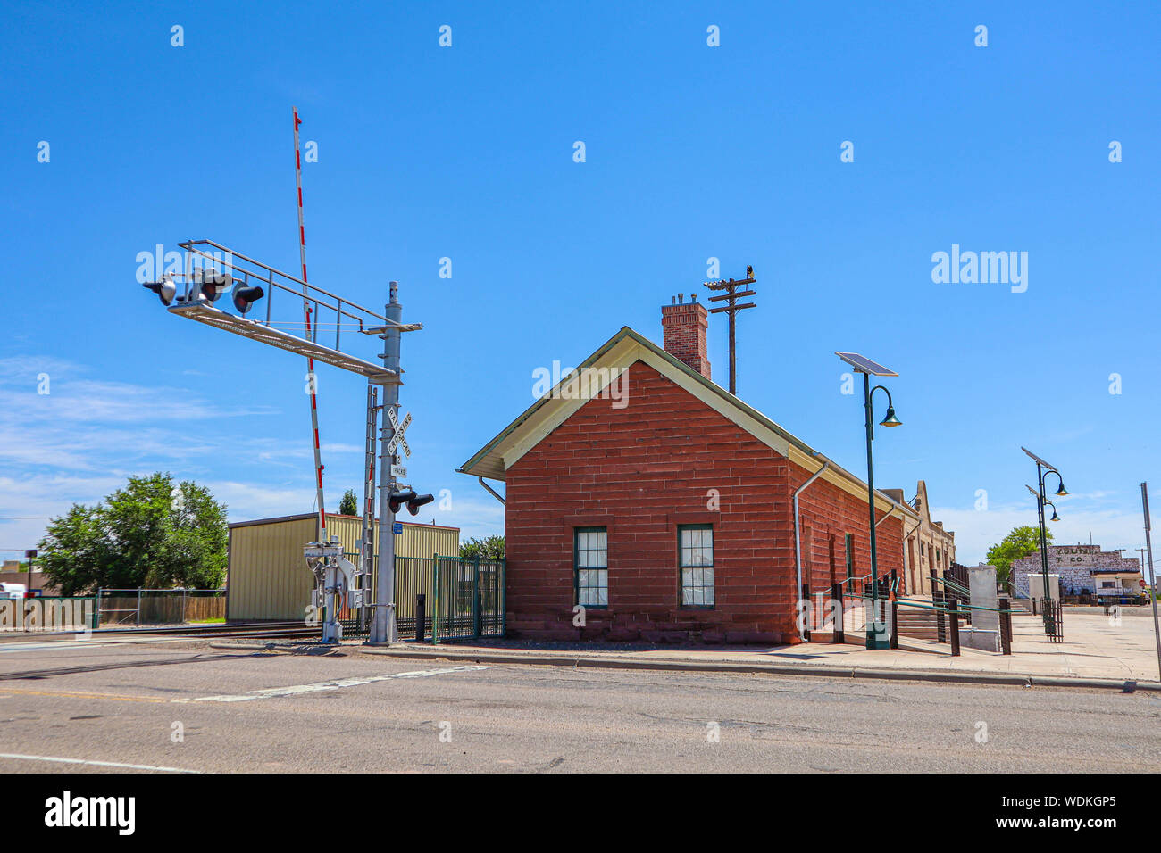 Holbrook, Arizona / USA August 3, 2919 Santa Fe Train Depot Stock