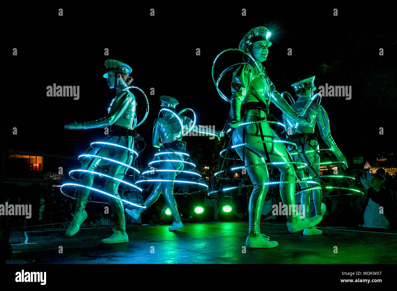 Electric Fire, Pyro Musical show, PNE Fair,  Pacific National Exhibition, Hastings Park, Vancouver, British Columbia, Canada Stock Photo