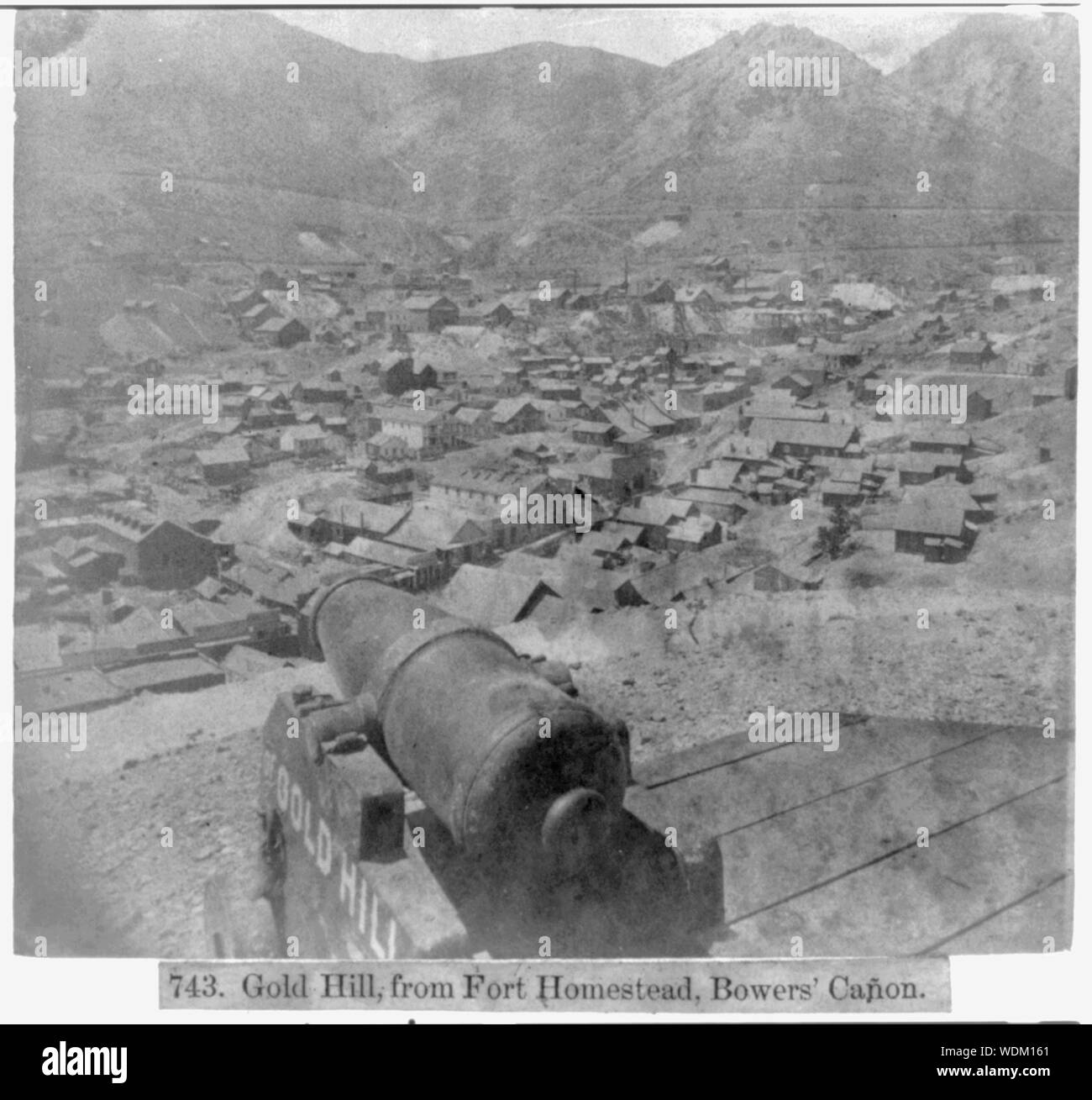 Gold Hill, Fort Homestead, Bower's Canyon Abstract/medium: 1 photographic print : half stereograph, albumen. Stock Photo