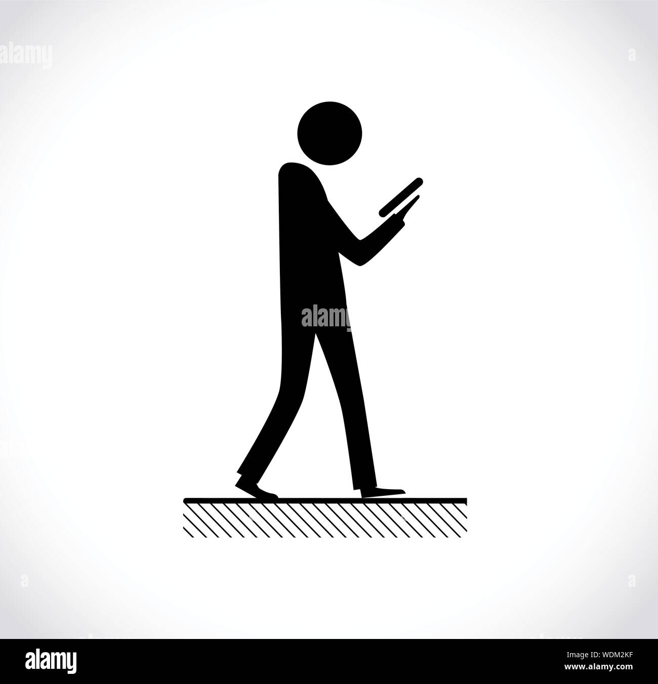 Danger on road sign concept - man with mobile phone walking through crossroad Stock Vector