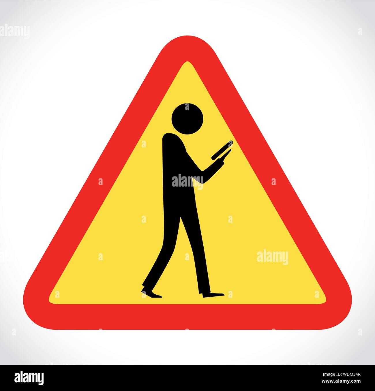 Danger on road sign concept - man with mobile phone walking through crossroad Stock Vector