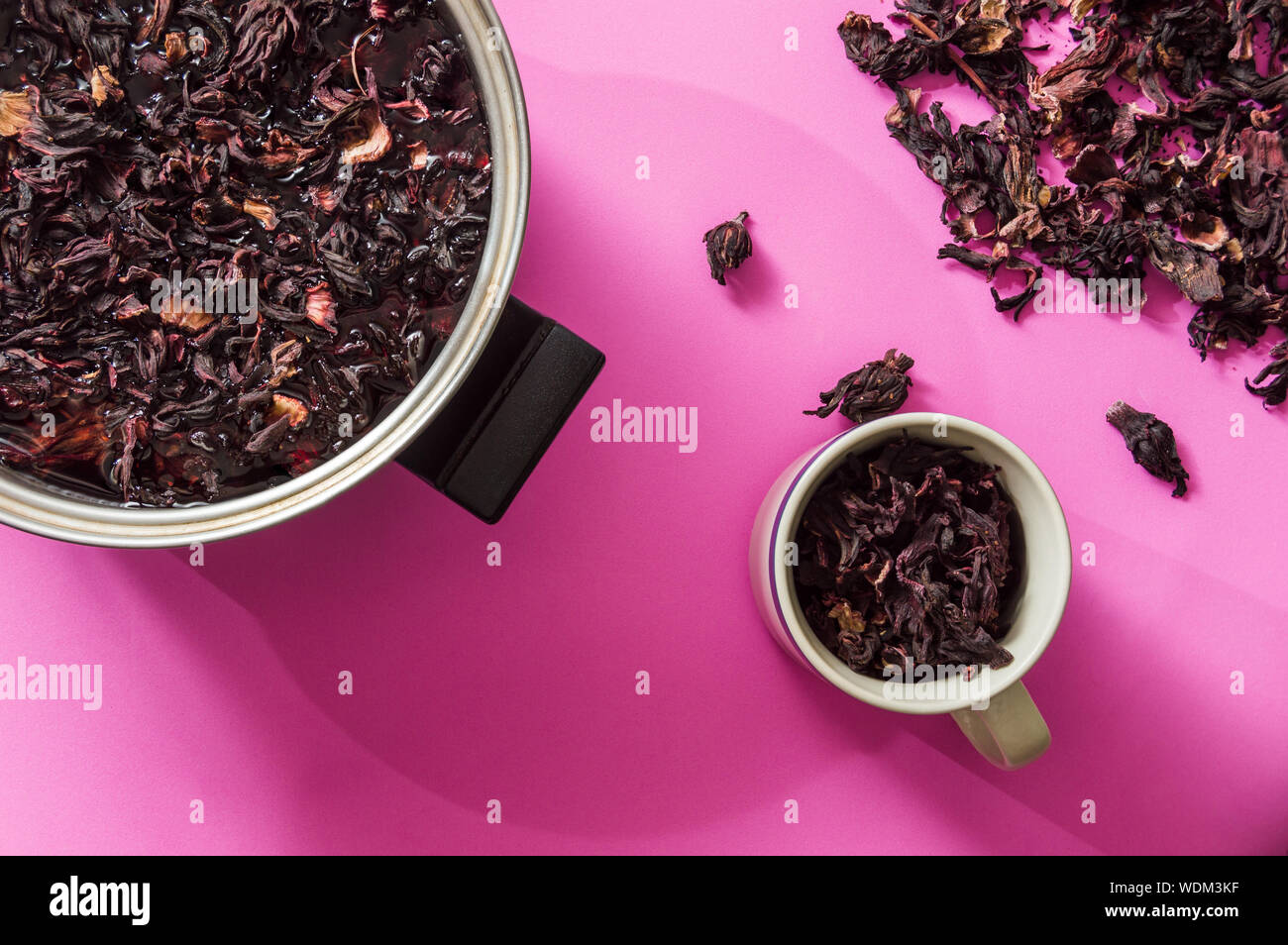 Hibiscus flower tea, also known as Agua de Jamaica, Roselle, sorrel and