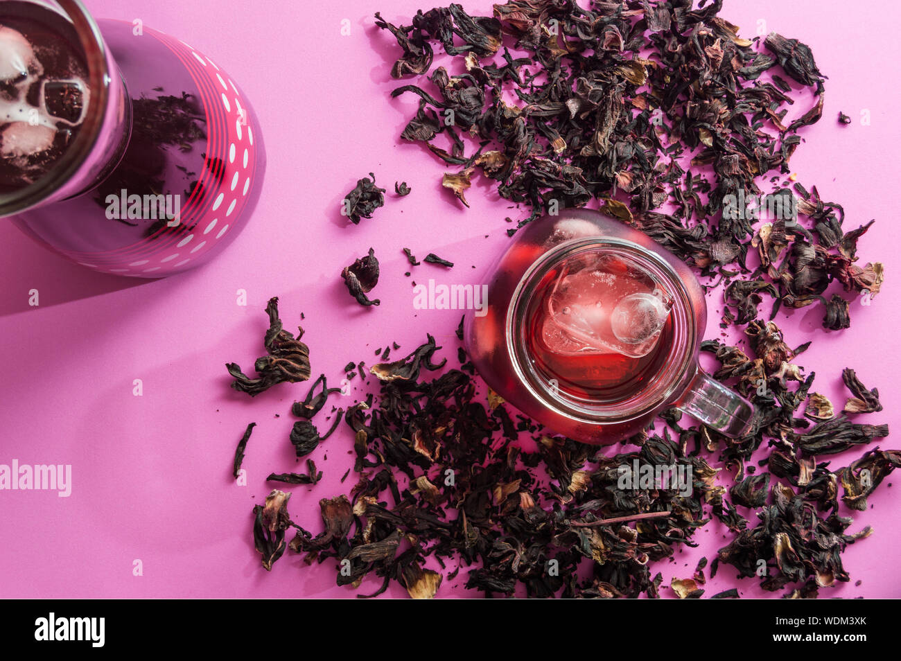 Hibiscus flower tea, also known as Agua de Jamaica, Roselle, sorrel and