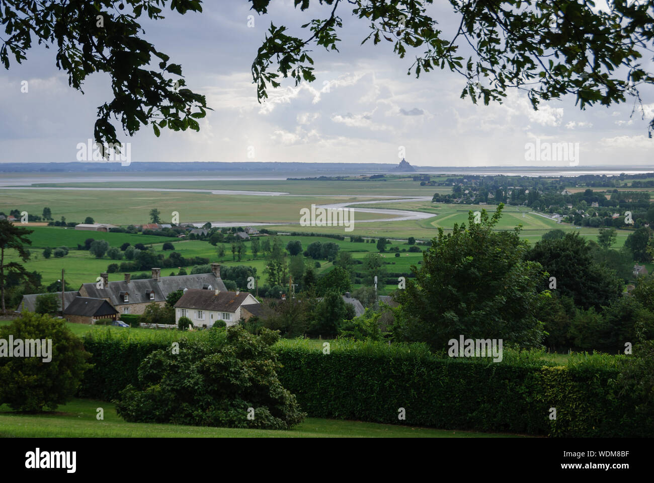 Views of Mont Saint Michael from the botanical garden of Avranches. France Stock Photo