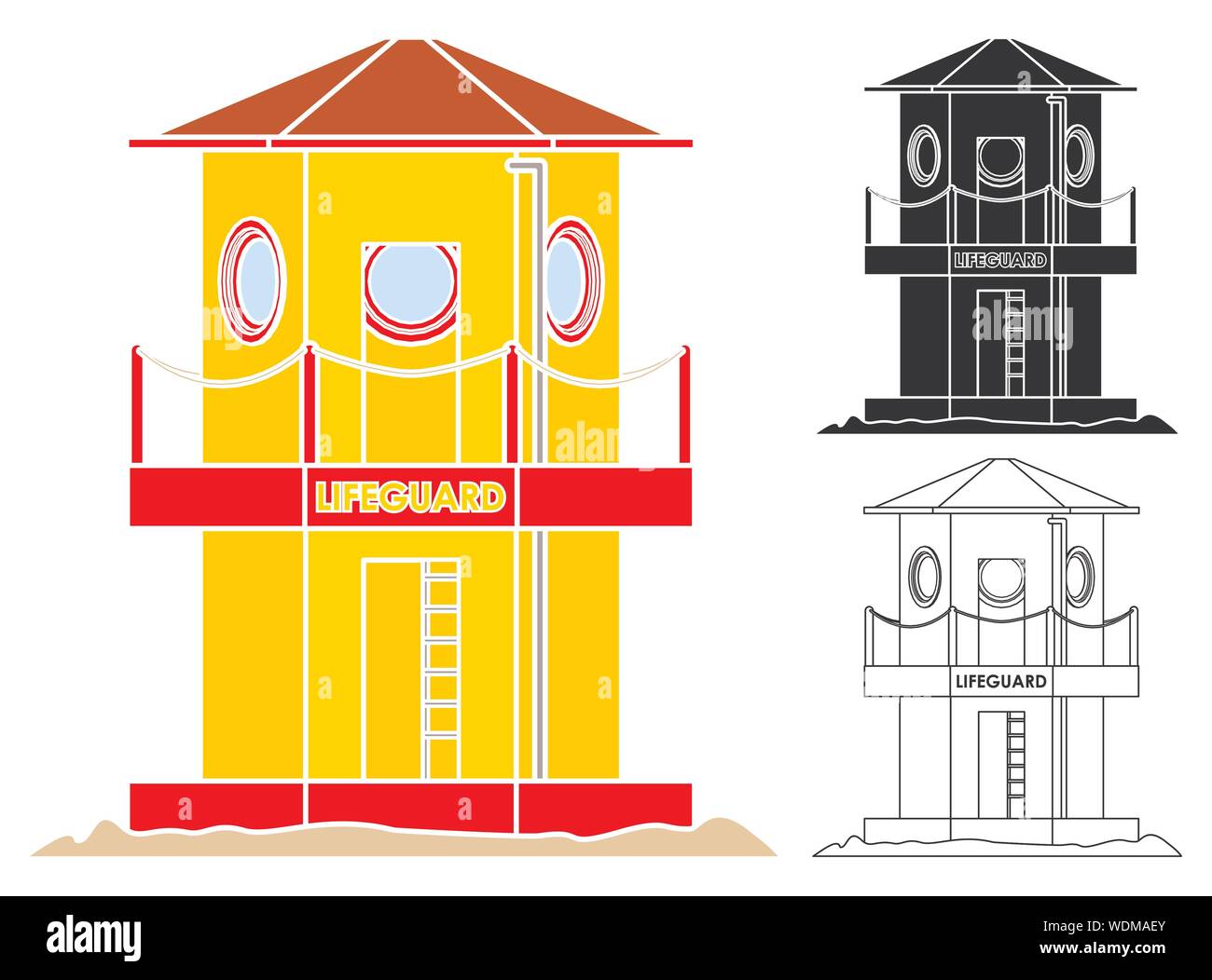 Modern Traditional Life guard tower outline Stock Vector