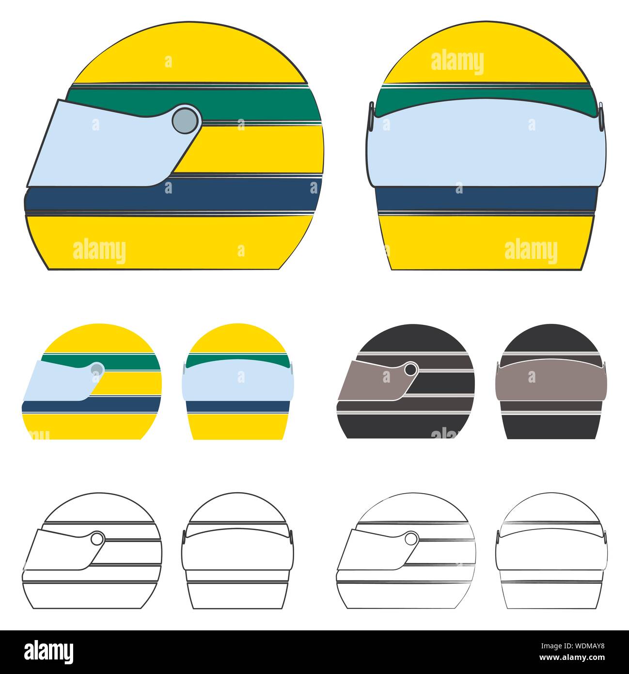 Famous helmet. Brazilian colors flag. Stock Vector