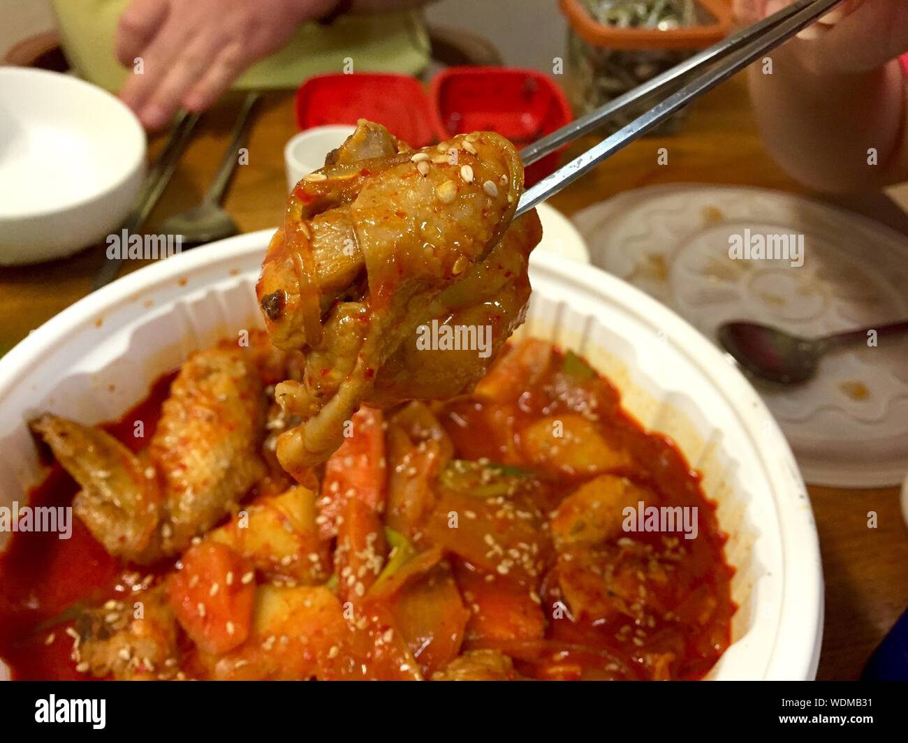 Close-up Of Fresh Homemade Spicy Food In Bowl On Table Stock Photo