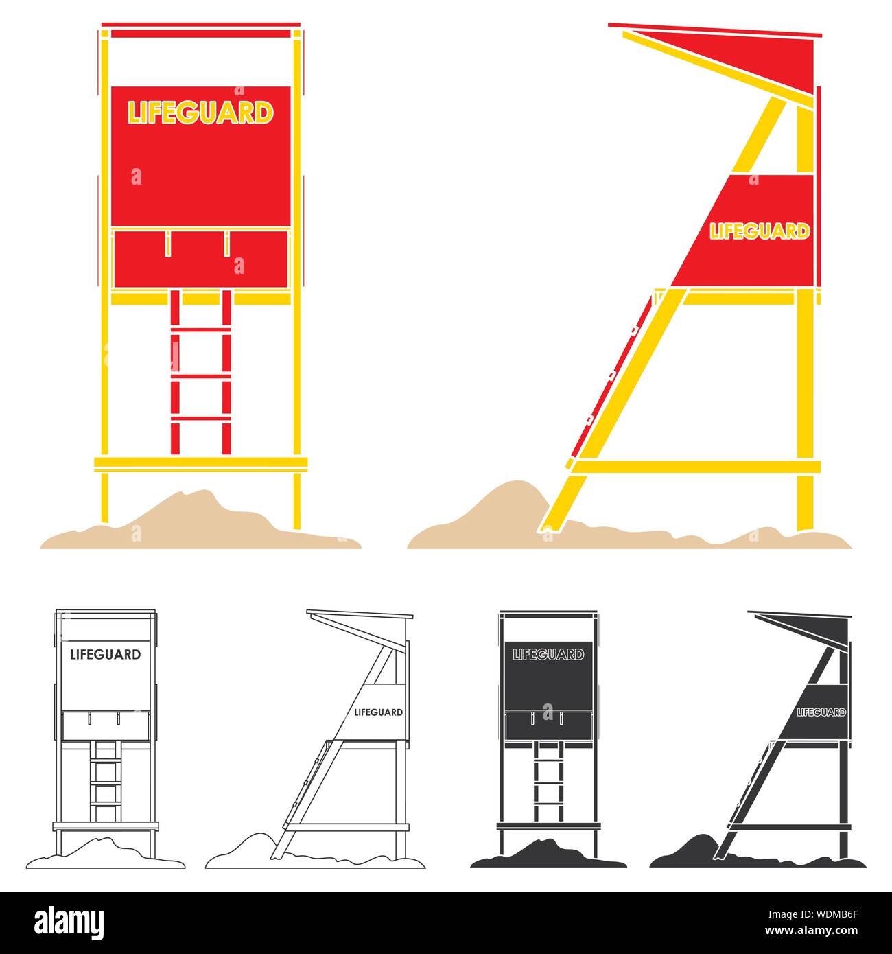 Traditional Life guard tower outline Stock Vector