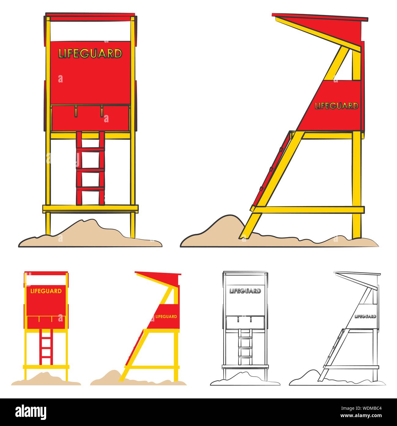 Traditional Life guard tower colored Stock Vector