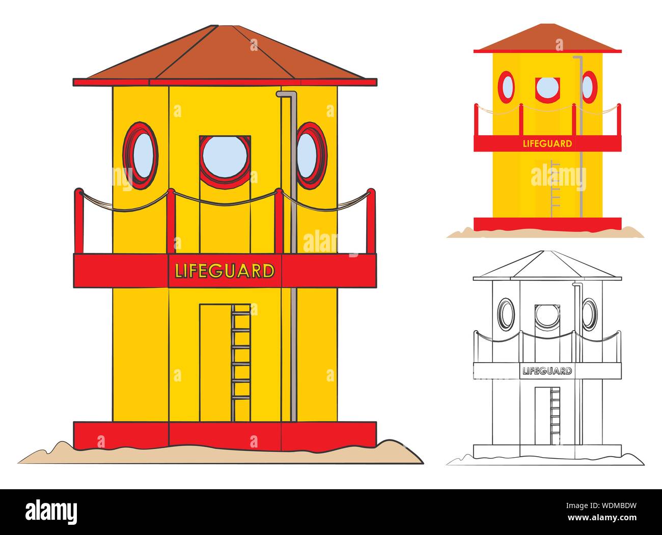 Modern Traditional Life guard tower colored Stock Vector