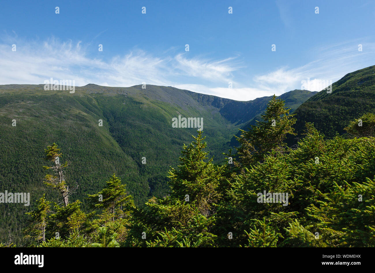 Mount Washington in the Presidential Range from along the Six Husbands Trail in Thompson and Meserve's Purchase, New Hampshire during the summer month Stock Photo