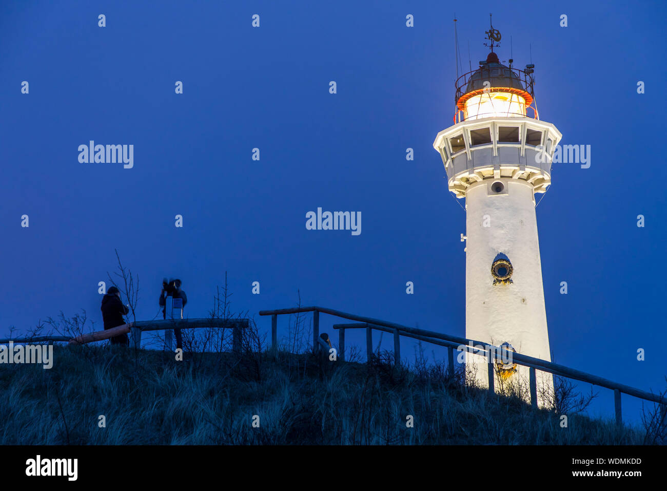 Lighthouse, out of service, at the North Sea beach of Egmond aan Zee, North Holland, Netherlands, Stock Photo