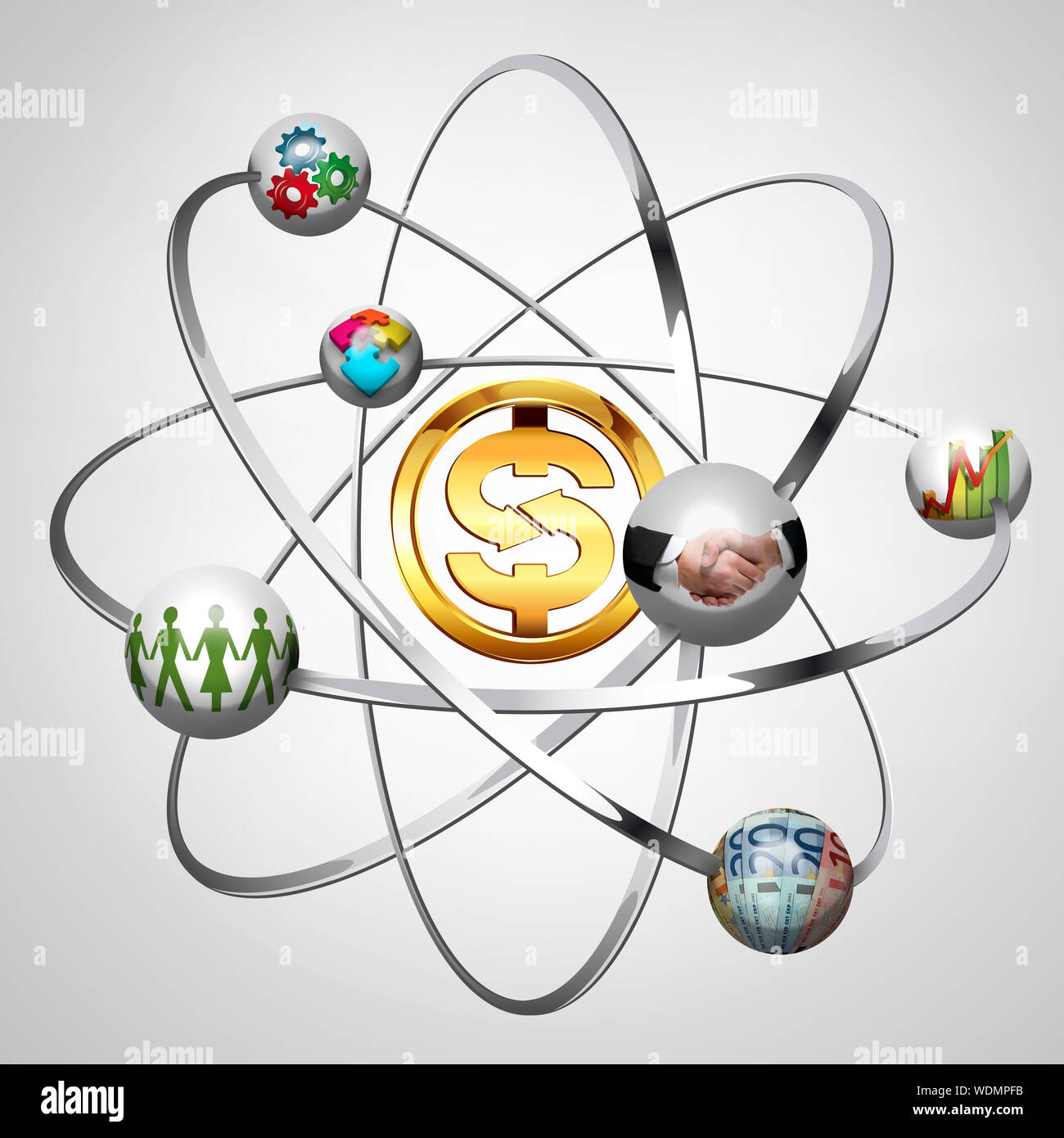Business idea - work creative concept - atom with electrons Stock Photo