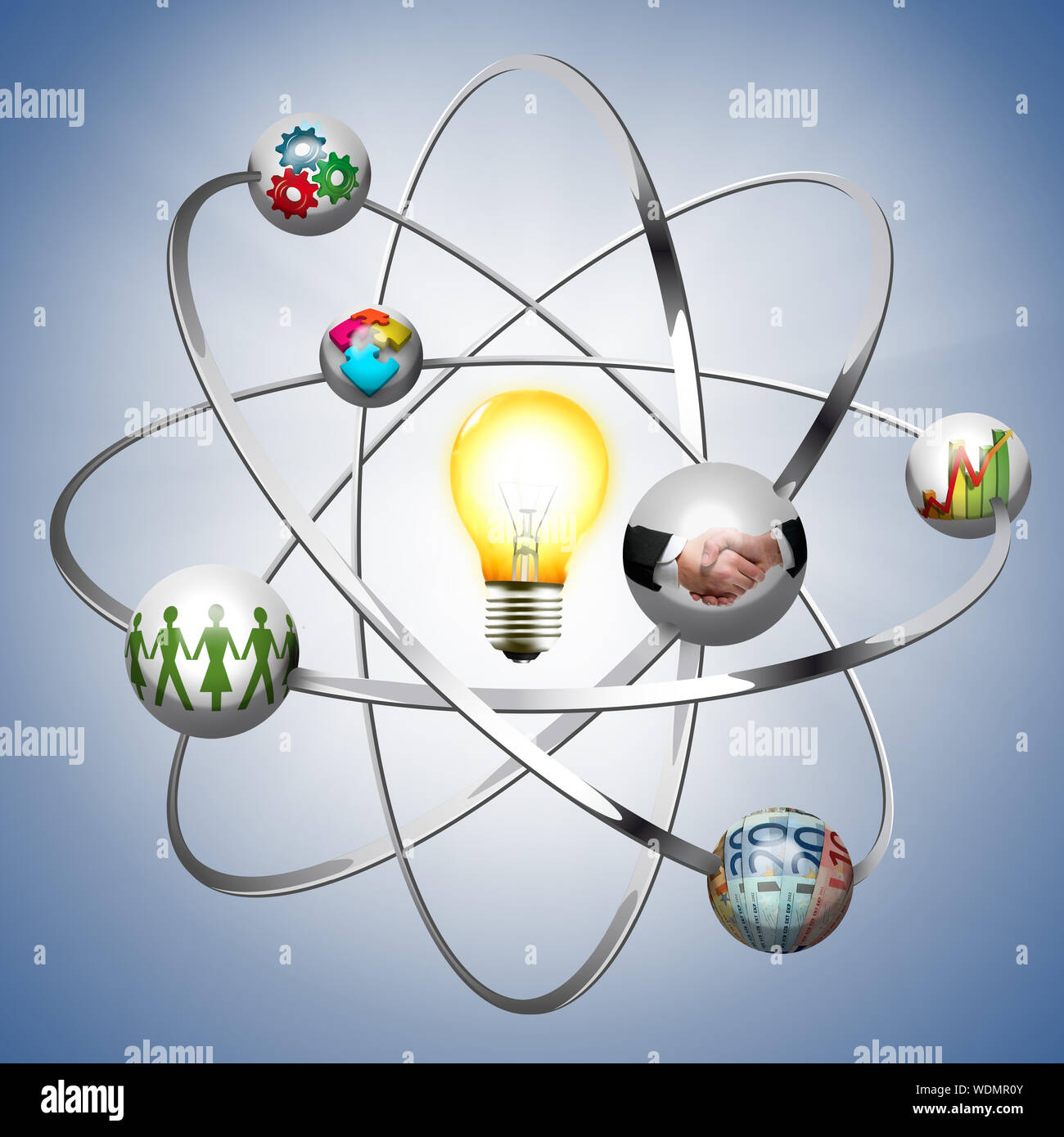 Business idea - work creative concept - atom with electrons Stock Photo