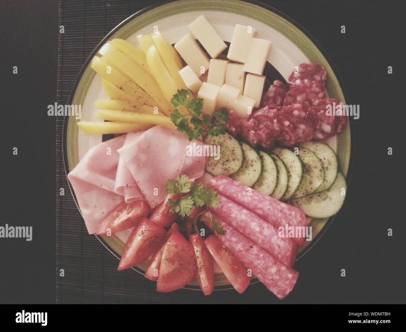 Overhead View Of Serving Dish Stock Photo Alamy