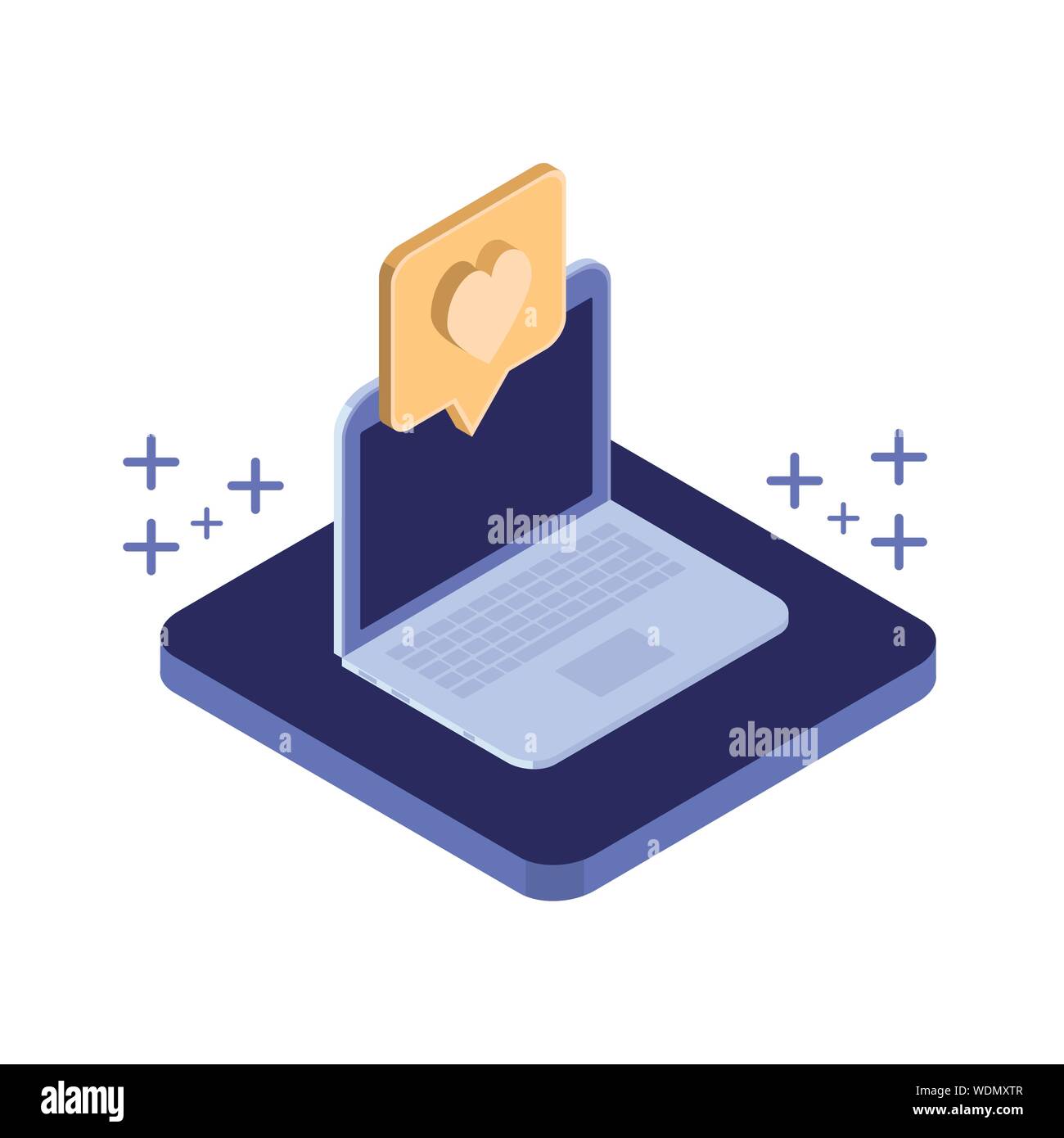 laptop with email notifications on white background Stock Vector