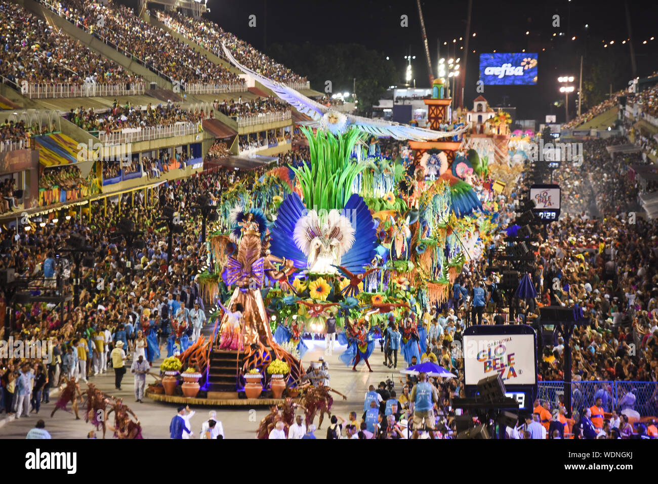 RIO DE JANEIRO, BRAZIL, MARCH, 9, 2019: parade of samba school portela sambadrome of rio de janeiro in brazil Stock Photo
