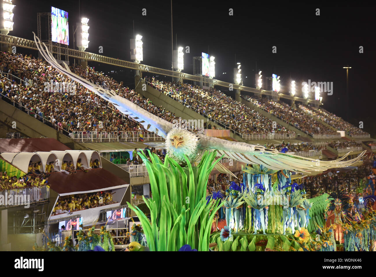 RIO DE JANEIRO, BRAZIL, MARCH, 9, 2019: parade of samba school portela ...