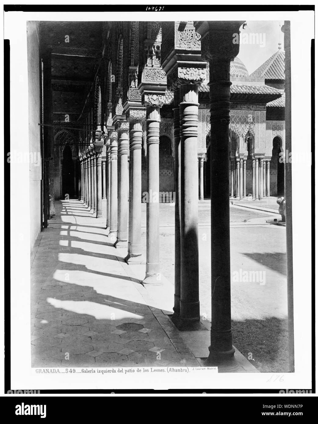 Tirage Photographique Albuminé Vintage Circa 1880 - Alhambra De Grenade, Patio Des Lions