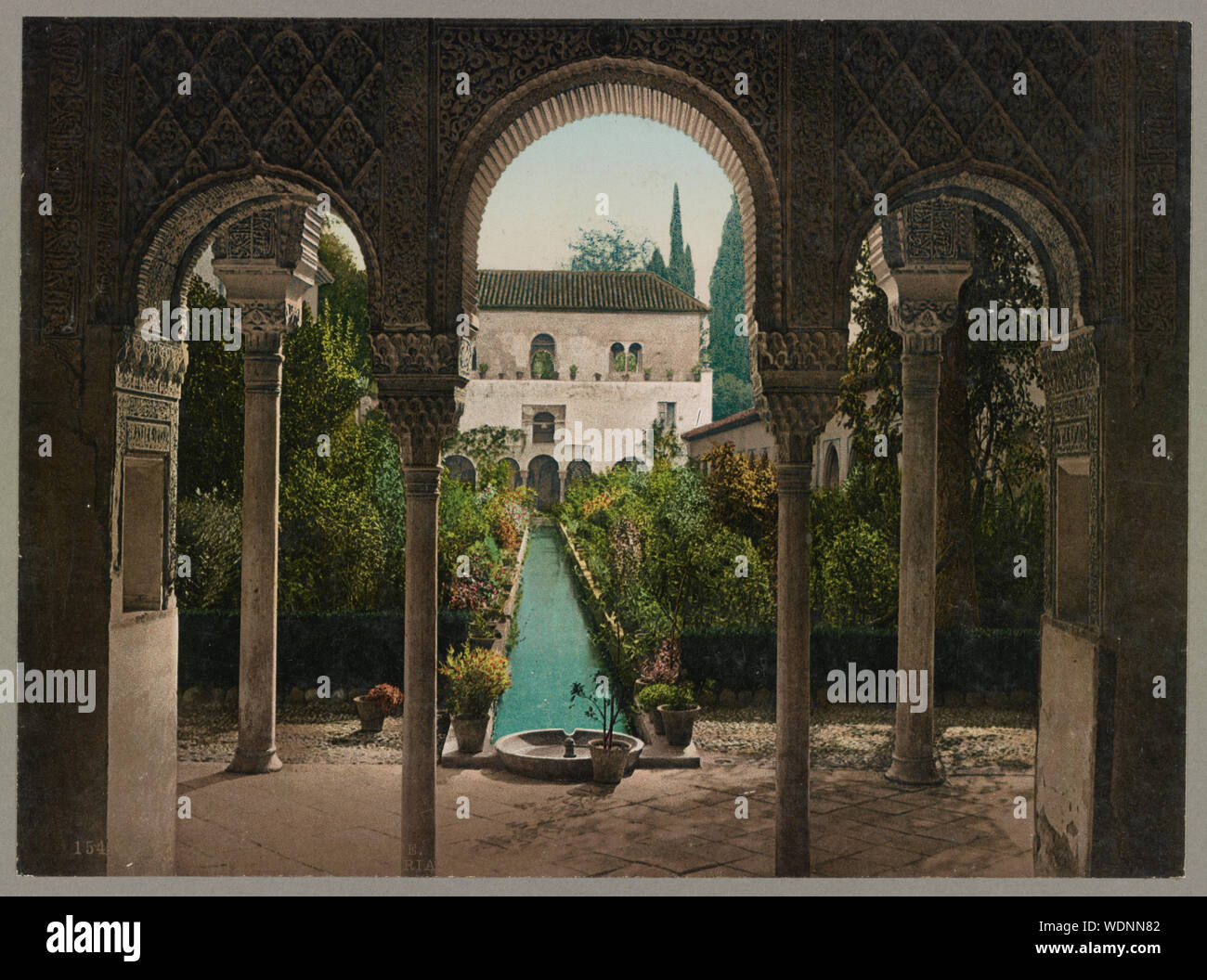 Granada. Galeria exterior del Generalife Abstract/medium: 1 print : color photochrom  sheet 17 x  23 cm. Stock Photo