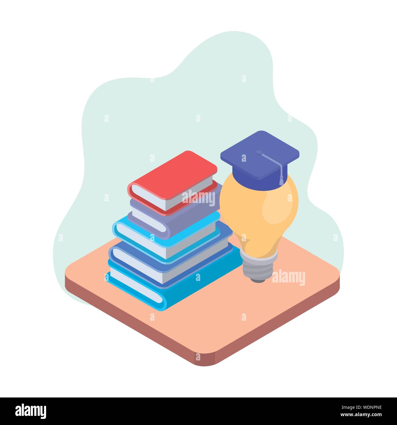 stack of books and light bulb on white background Stock Vector Image ...