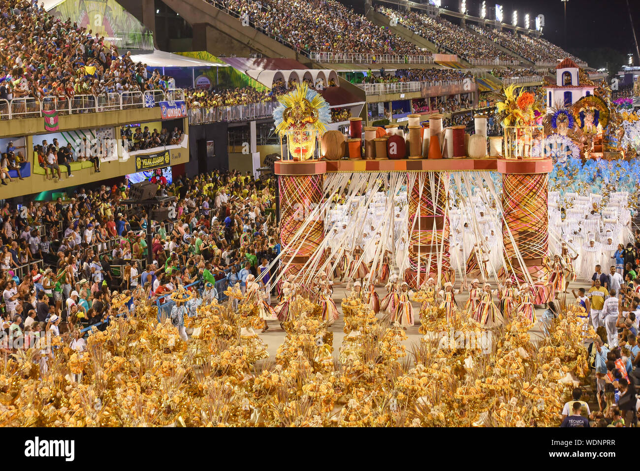 RIO DE JANEIRO, BRAZIL, MARCH, 9, 2019: parade of samba school portela ...