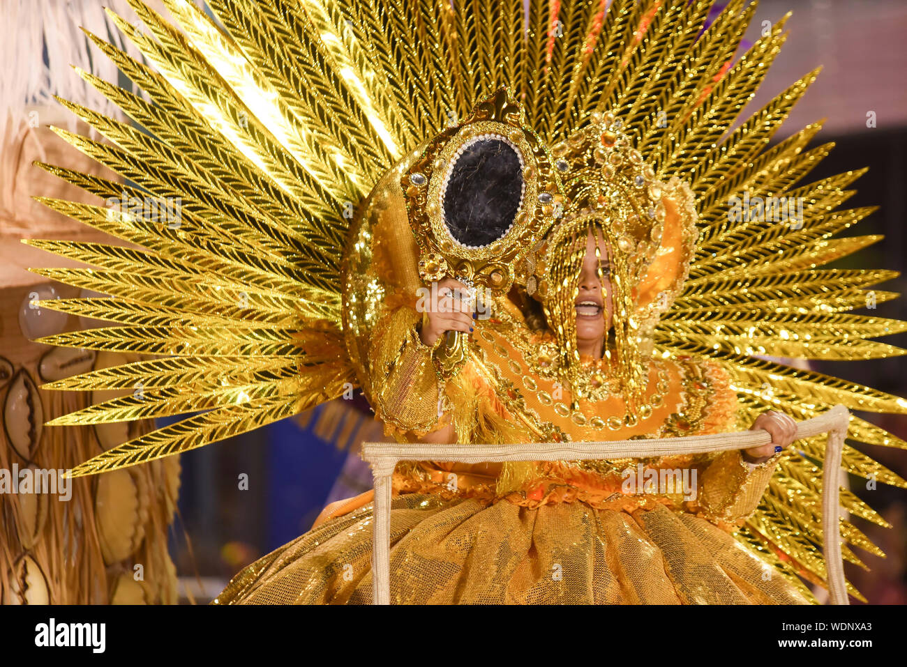RIO DE JANEIRO, BRAZIL, MARCH, 9, 2019: parade of samba school portela ...
