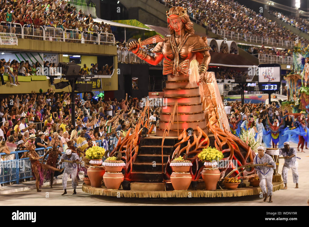 RIO DE JANEIRO, BRAZIL, MARCH, 9, 2019: parade of samba school portela ...