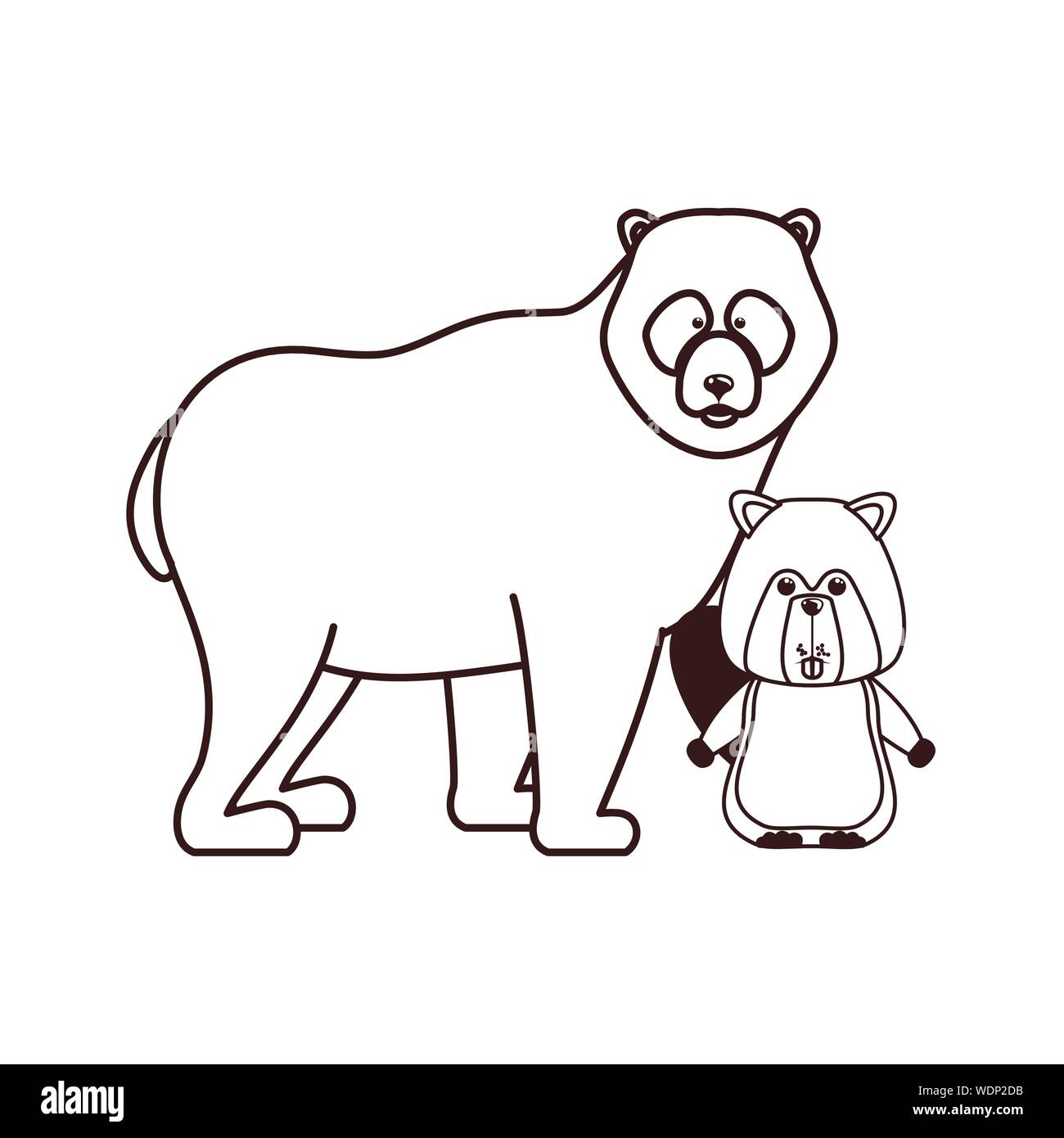 Isolated bear and beaver animal design vector illustration Stock Vector ...