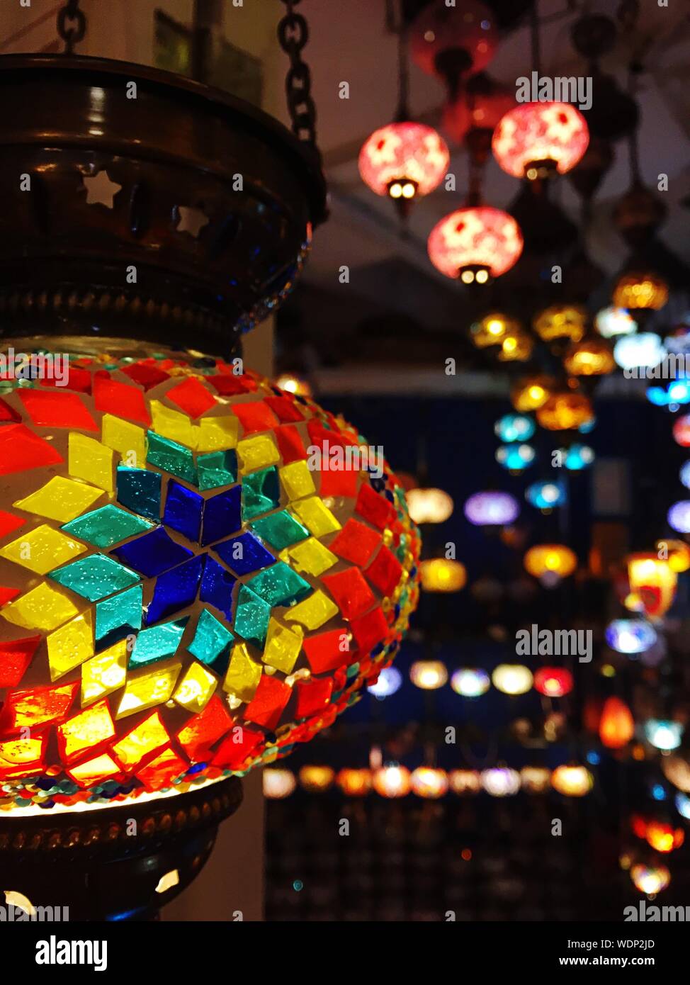 Closeup Of Colorful Hanging Lamps Stock Photo Alamy