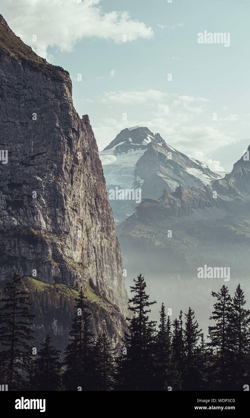Alpine scenes in the Jungfrau Region, a mountain area in the alps with ...