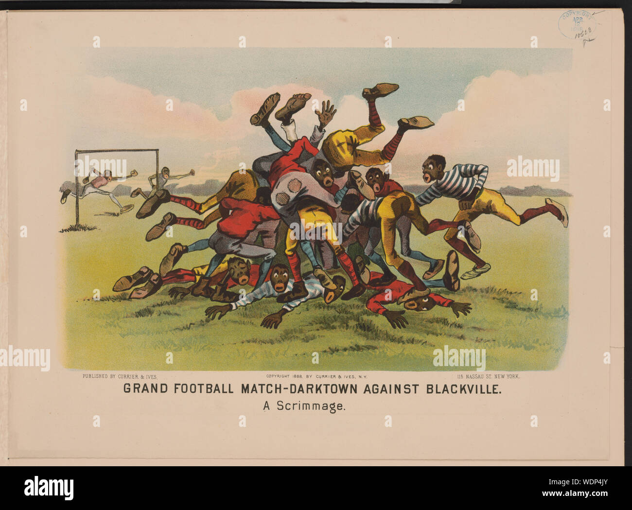 Grand football matchDarktown against Blackville a scrimmage Stock