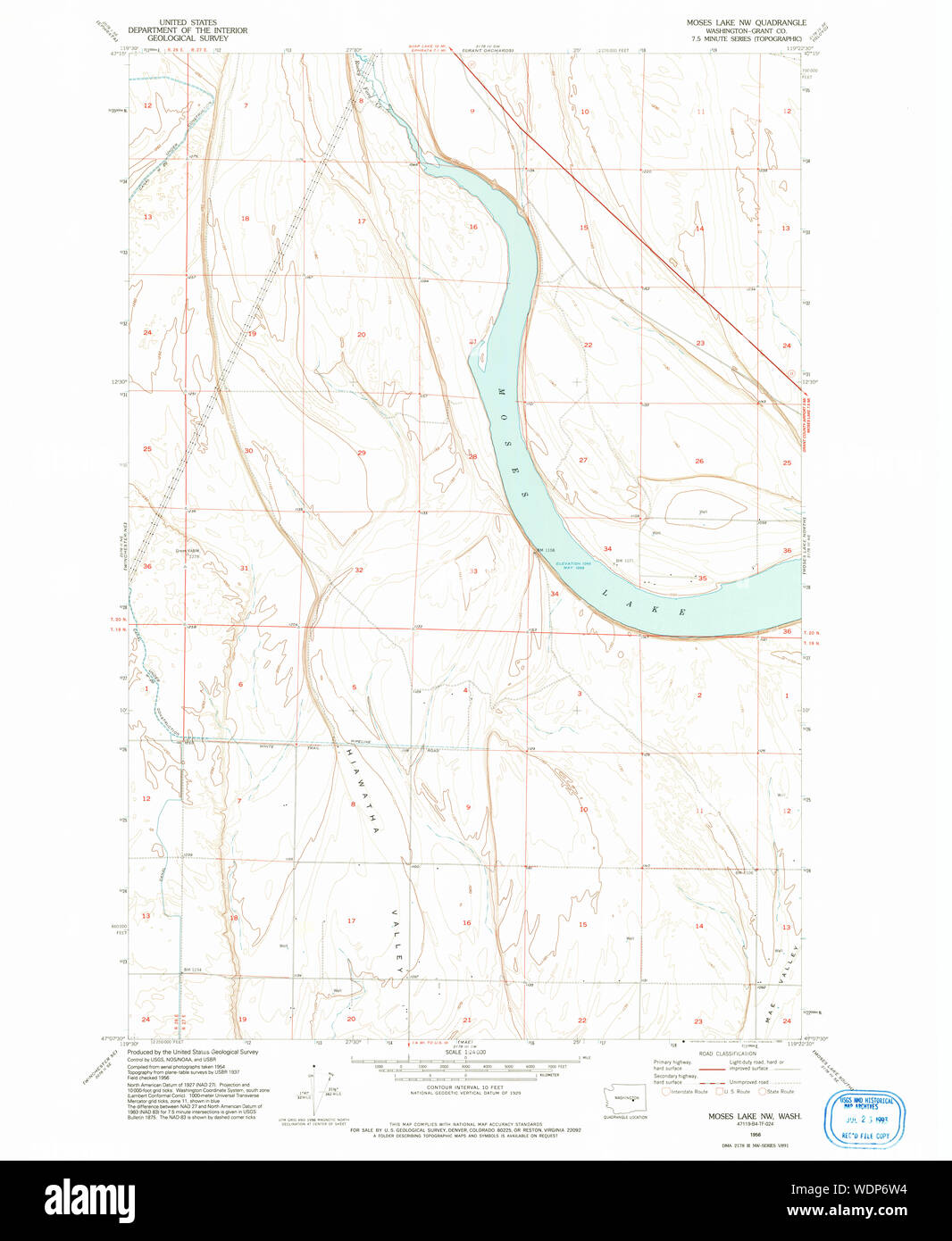 Moses Lake Washington Map Hi Res Stock Photography And Images Alamy   Usgs Topo Map Washington State Wa Moses Lake Nw 242418 1956 24000 Restoration WDP6W4 