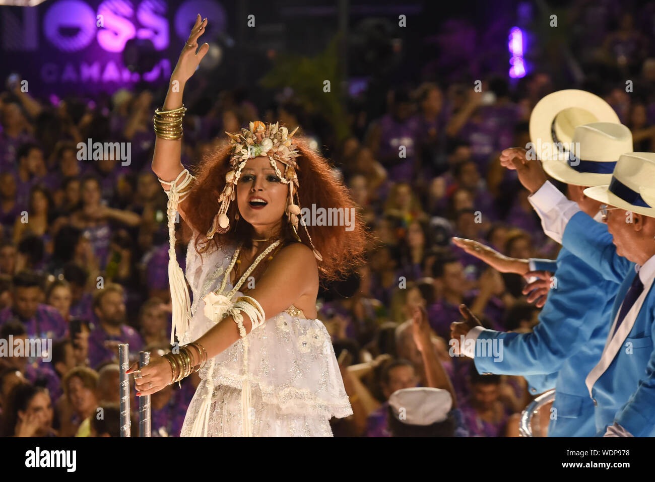 RIO DE JANEIRO, BRAZIL, MARCH, 9, 2019: parade of samba school portela sambadrome of rio de janeiro in brazil Stock Photo