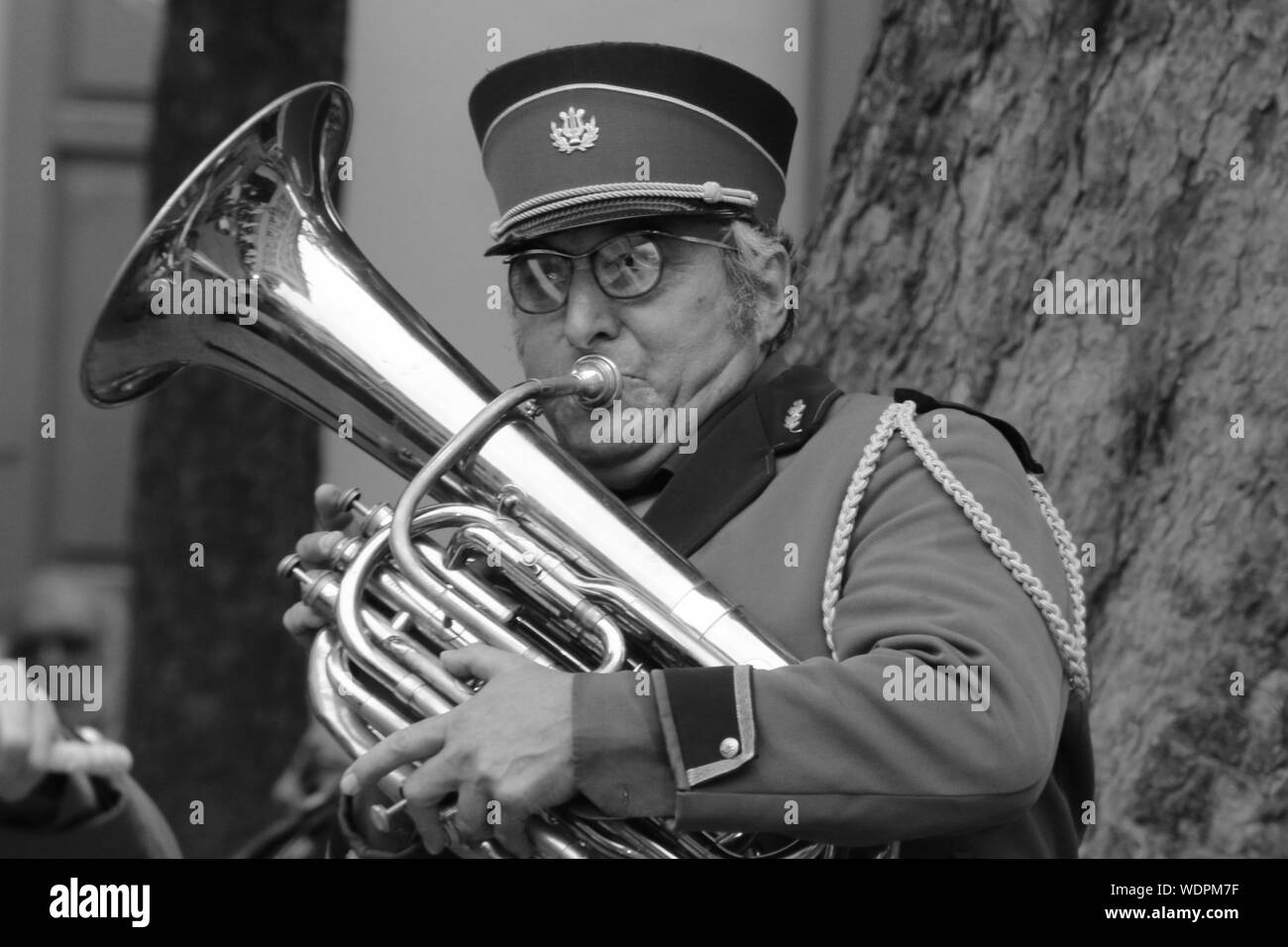 Man Playing French Horn Stock Photo Alamy