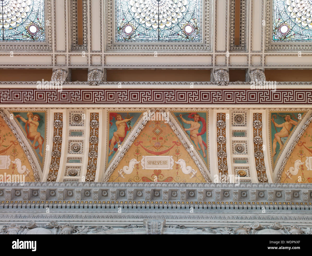 Great Hall Detail Of Ceiling And Cove Showing Shakespeare