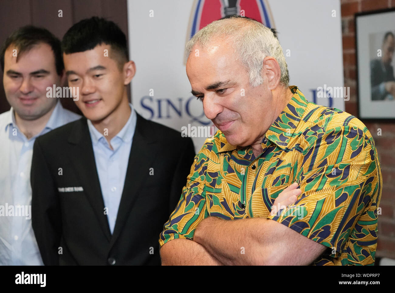 St. Louis, United States. 29th Aug, 2019. Chess Grand Master, Garry Kasparov watches exhibition team play with other Grand Masters at the Saint Louis Chess Club in St. Louis on Thursday, August 29, 2019. Kasparov, the former world chess champion, is considered to be the greatest chess player of all time. Photo by Bill Greenblatt/UPI Credit: UPI/Alamy Live News Stock Photo