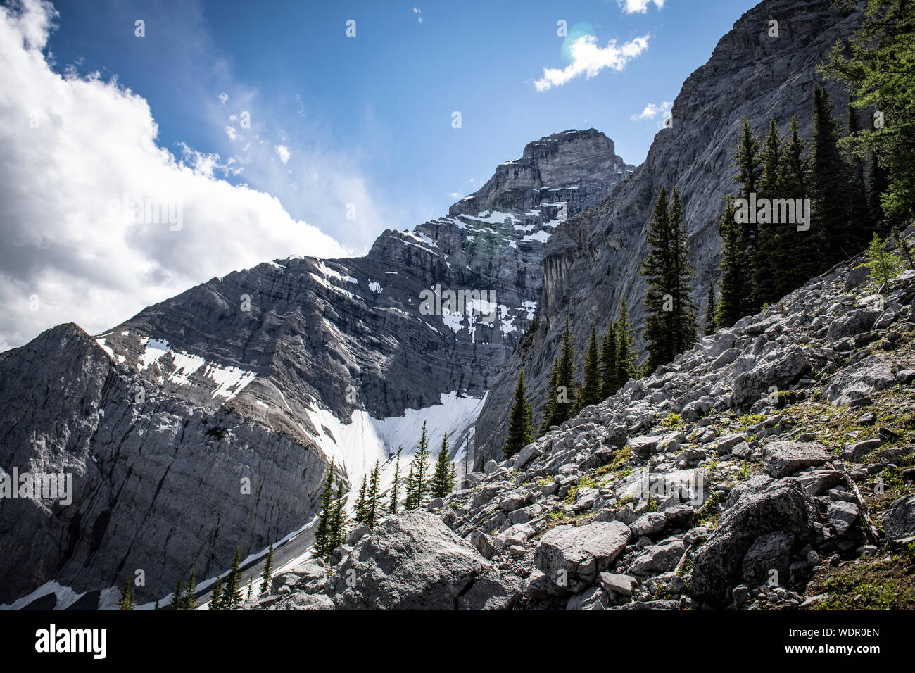 Beautiful Scenic view while hiking on the C Level Cirque Trail, in Banff National Park, Alberta Stock Photo